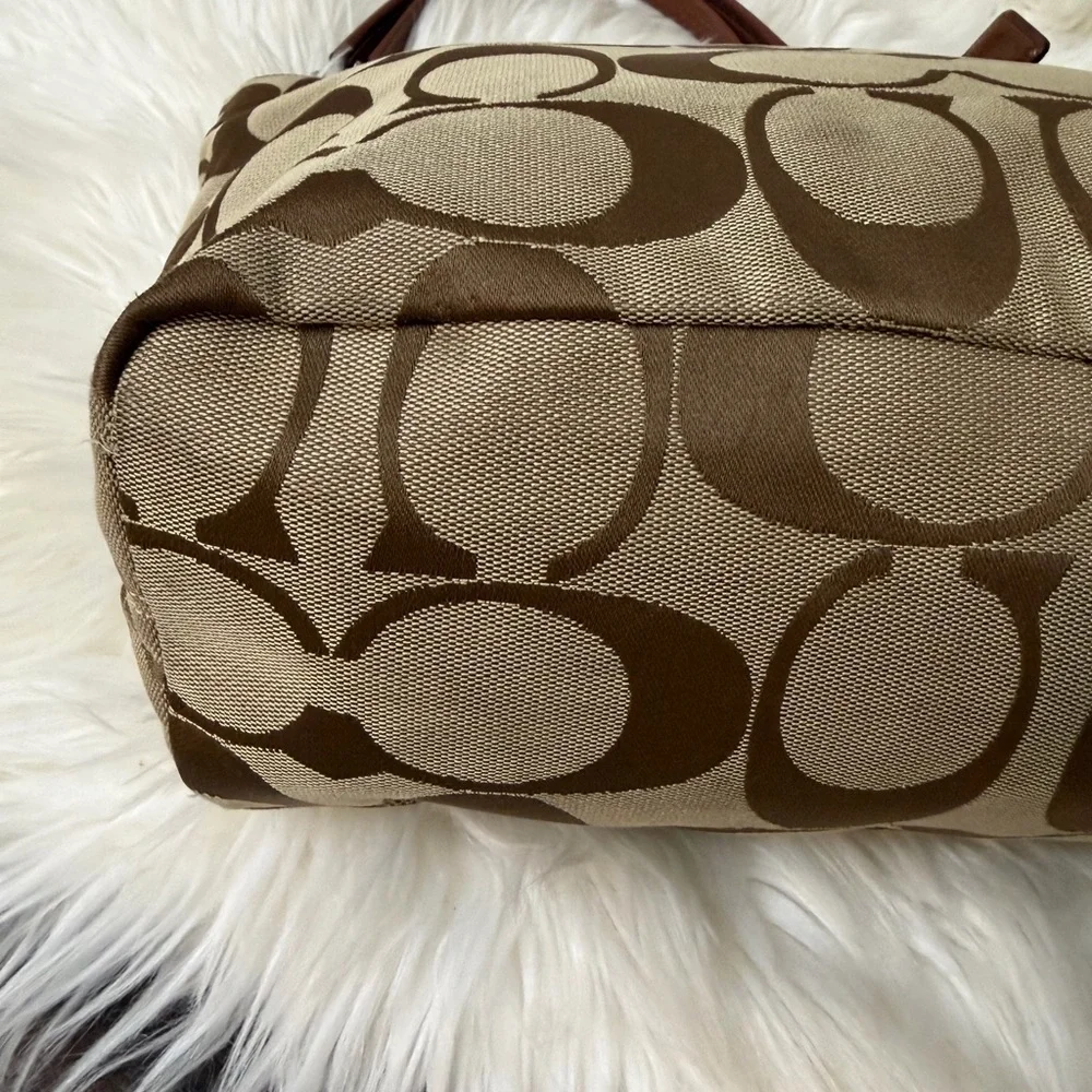 Coach Tan and Brown Signature Tote - Picture 4 of 12